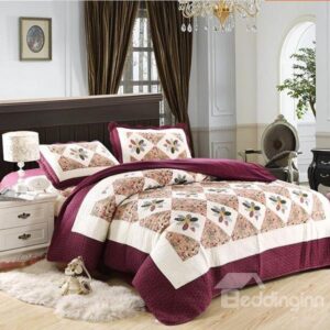 Noble Graceful Flowers Print Cotton Bed in a Bag