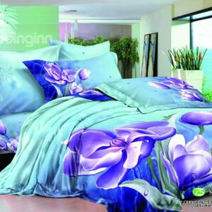 Graceful Purple Flower Print 2-Piece Pillow Cases