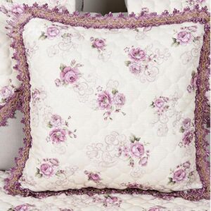 Romantic Rose Print European Style Flax Throw Pillow Case