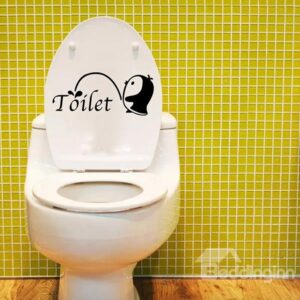 Cute Penguin and Letters Bathroom Removable Wall Sticker