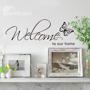Words and Quotes Curlicues Welcome to Our Home Removable Wall Sticker