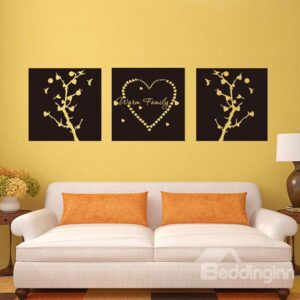 Creative Wall Art Prints Style Heart 3-Panel Removable Wall Sticker
