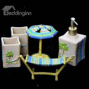 Charming Beach Style Coconut Tree Print Bathroom Accessories