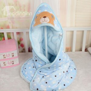 Polka Dot and Lovely Bear Warm Flannel Baby Blanket