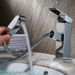 Versatile Retractable Brass Hot and Cold Water Single-Handle Bathroom Sink Faucet