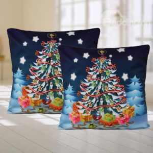 Jubilantly Shining Christmas Tree Lint Throw Pillow