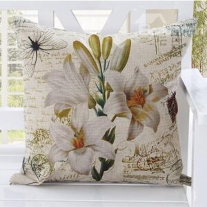 American Country Style Lily Print Blends Throw Pillow