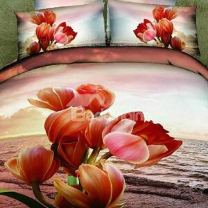 Graceful Comfy Flowers Print 2-Piece Pillow Cases