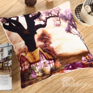 Dreamlike Fairyland Printing Comfy Polyester Throw Pillow