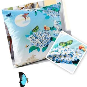 Refreshing Moon Butterflies & Flowers Printing Throw Pillow