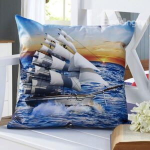Fluffy Sail Boat 3D Digital Printing Throw Pillow