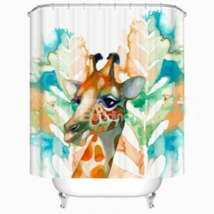 Unique Giraffe Design Painting Style Shower Curtain