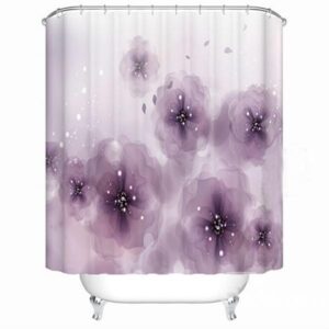 Magnificent Purple Flower Design Bathroom Shower Curtain