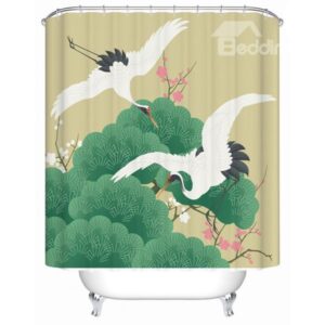 Salable Red-crowned Crane Pattern Dacron Shower Curtain