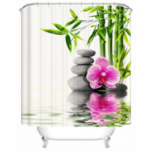 Superb Bamboo Flower and Stone Brisk Shower Curtain