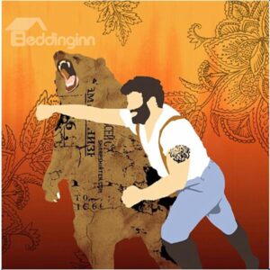 Creative Battle of People and Bear Print Shower Curtain