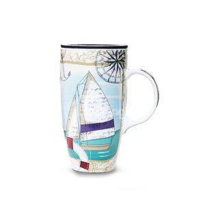Wonderful Color Painting Sailing Boat Ceramics Coffee Mug