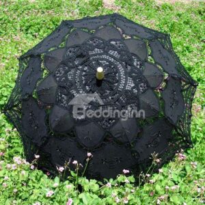 Beautiful and Fashion Lacework and Wood Hand Shank Beach Umbrella