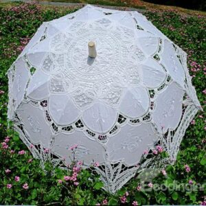 Elegant European Style lacework Wood Hand Shank Beach Umbrella