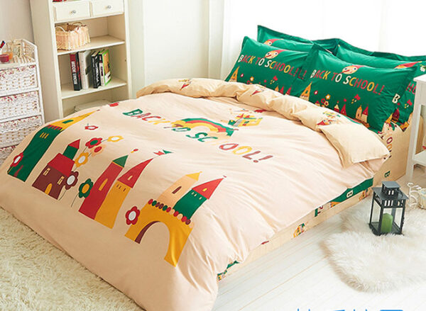 Lovely Back to School Theme Kids Cotton Duvet Cover Set