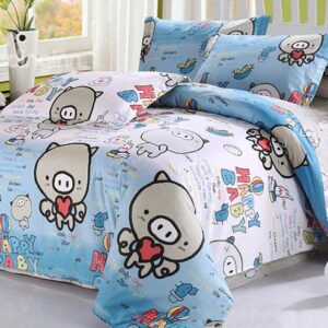 Lively Pigs Pattern 3-Piece Organic Cotton Duvet Cover Set