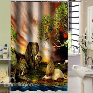Wonderful The Land of Animals Kingdom Printed 3D Shower Curtain