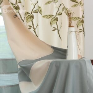 High Quality Vivid Flower Embroidery Grommet Top Curtain