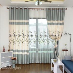 High Quality Vivid Flower Light Shading Curtain & Sheer Set