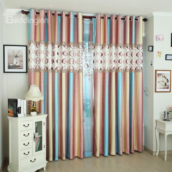 Wonderful Color Stripes Custom Grommet Top Curtain