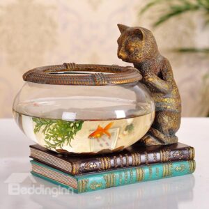 Creative Cute Little Cat Fish Bowl Desktop Decoration
