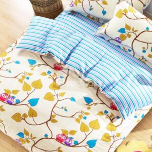 Stylish Owls and Leaves Pattern Kids 100% Cotton Duvet Cover Sets