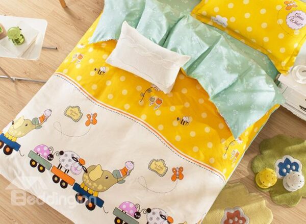 Animals Party Kids Organic Cotton 3-Piece Duvet Cover Set