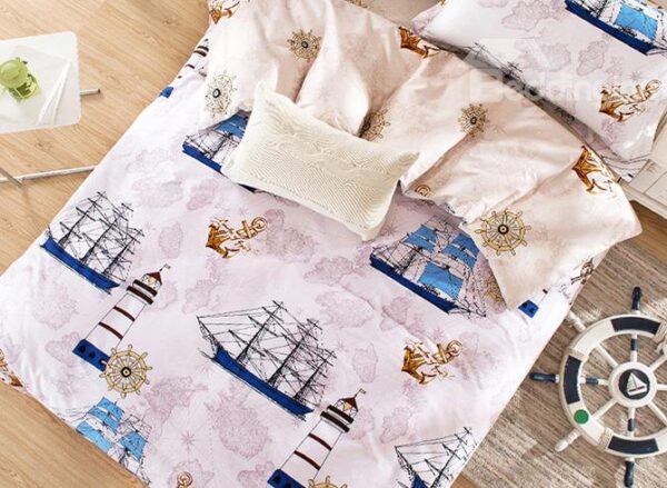 Age of Voyage Boats Pattern Cotton Kids 3-Piece Duvet Cover Sets
