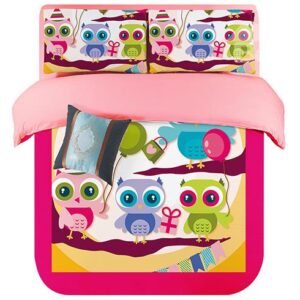 Colorful Cute Owls Pattern 4-Piece Duvet Cover Set