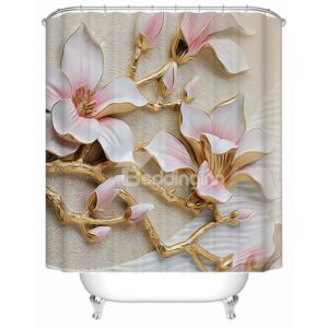 Amazing 3D Magnolia Flower Pattern Shower Curtain