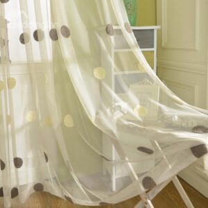 High Quality White Color Circle Pattern Sheer Curtain