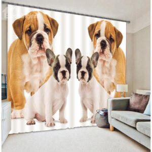 Lovely Dogs Print Polyester 3D Blackout Curtain
