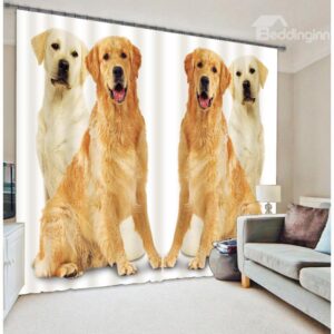 Symmetric Dogs Print Functional 3D Blackout Curtain