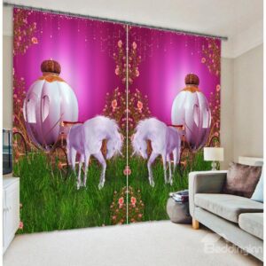 Elegant White Horses Versatile 3D Blackout Curtain