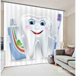 Funny Cartoon Tooth Man 3D Blackout Curtain
