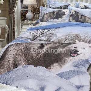 Wolf in the Snowfield Printing 5-Piece Comforter Sets