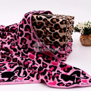 Heart Shapes Decorated Leopard Pattern Baby&Kids Blanket