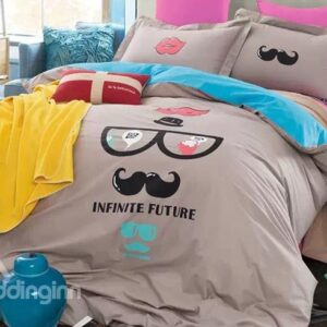 Trendy Modern Style Kids 100% Cotton 4-Piece Duvet Cover Sets