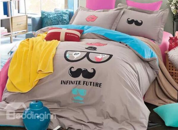 Trendy Modern Style Kids 100% Cotton 4-Piece Duvet Cover Sets