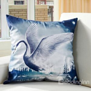 Graceful Flying Swan Digital Printing Throw Pillow