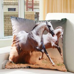 Running Horses Printing Super Soft Throw Pillow
