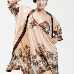 Noble Design Paysage Print Imitated Silk Chemise