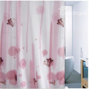 Romantic Fringed Iris Print Pink Shower Curtain