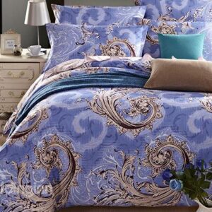 Luxury European Jacquard Style 4-Piece Blue Bedding Sets