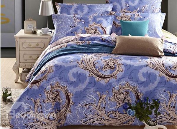 Luxury European Jacquard Style 4-Piece Blue Bedding Sets